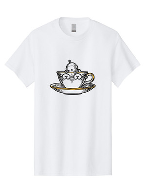 Robot-In-Tea-Cup-2 Mens Graphic Tee, 100% Cotton, Casual Summer Wear