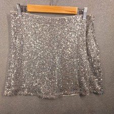 Abercrombie Fitch Silver Sequin Mini Skirt Party Night Out Size Medium New