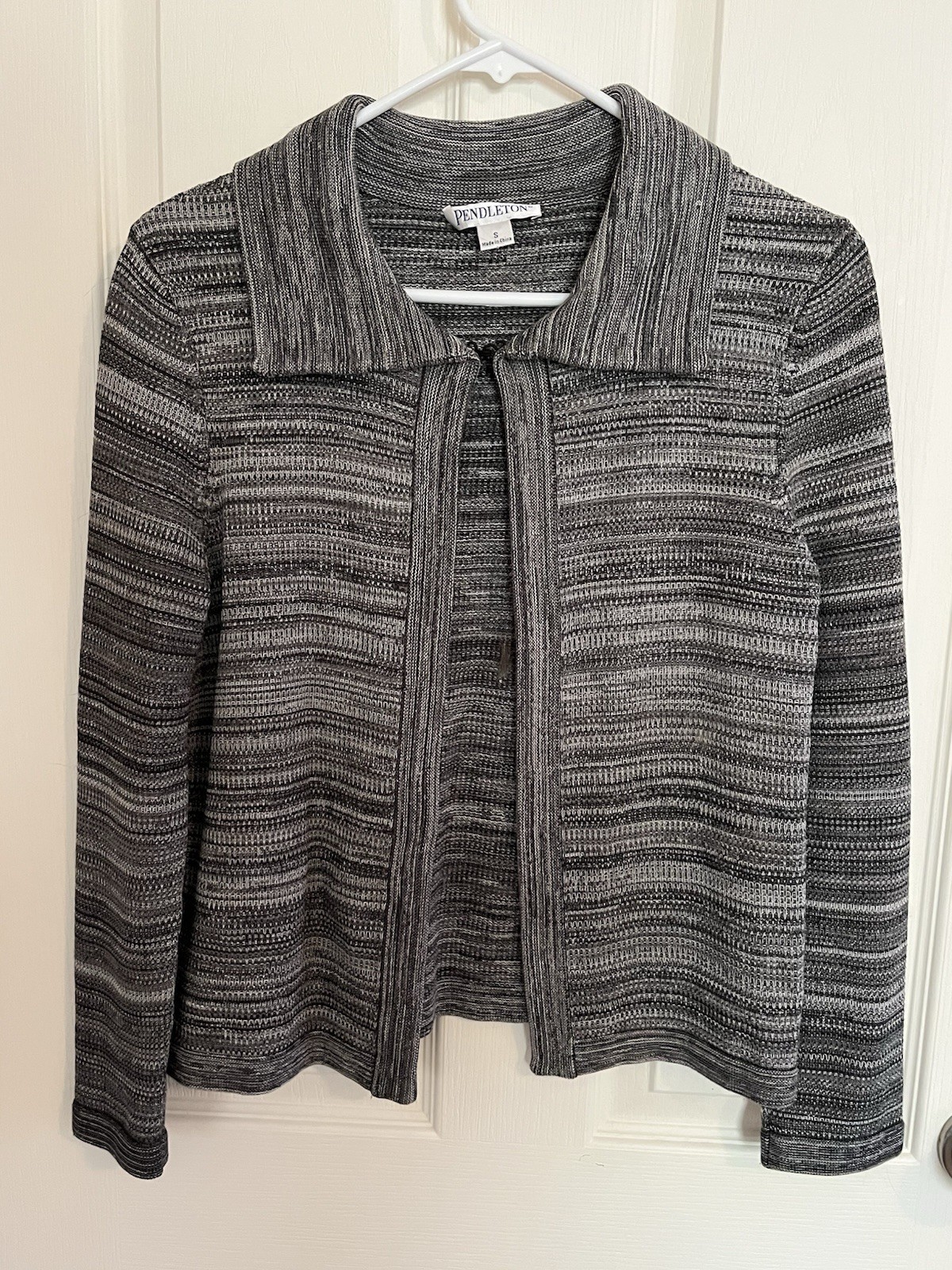Pendleton Multi Gray Stripe Sweater, Collared, Si… - image 1