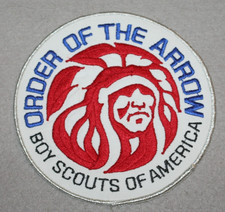 OA ORDER OF THE ARROW  MGM INDIAN BACK PATCH 6 INCH ROUND  SILVER MYLAR BORDER