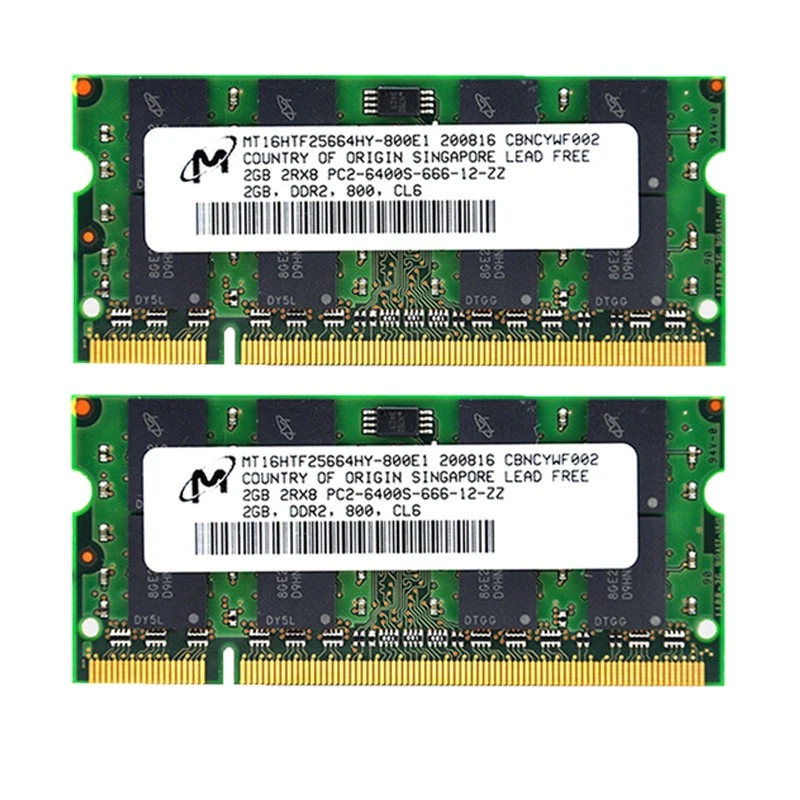 Kit de 8 GB (4x 2 GB) DDR2 800 MHz PC2-6400S 1,8 V Memoria SO-DIMM RAM para Micron Foto 3 de 4