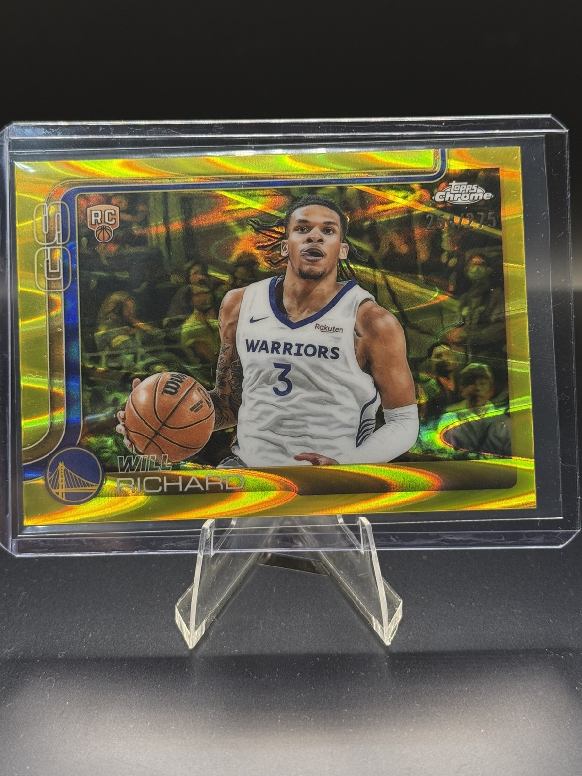 2025-26 Topps Chrome Will Richard YELLOW RAYWAVE REFRACTOR /275 #287 Warriors