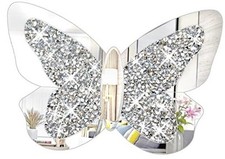 Large Butterfly Shaped Mirror for Home D cor, Crystal 16"L x 20"W Silver