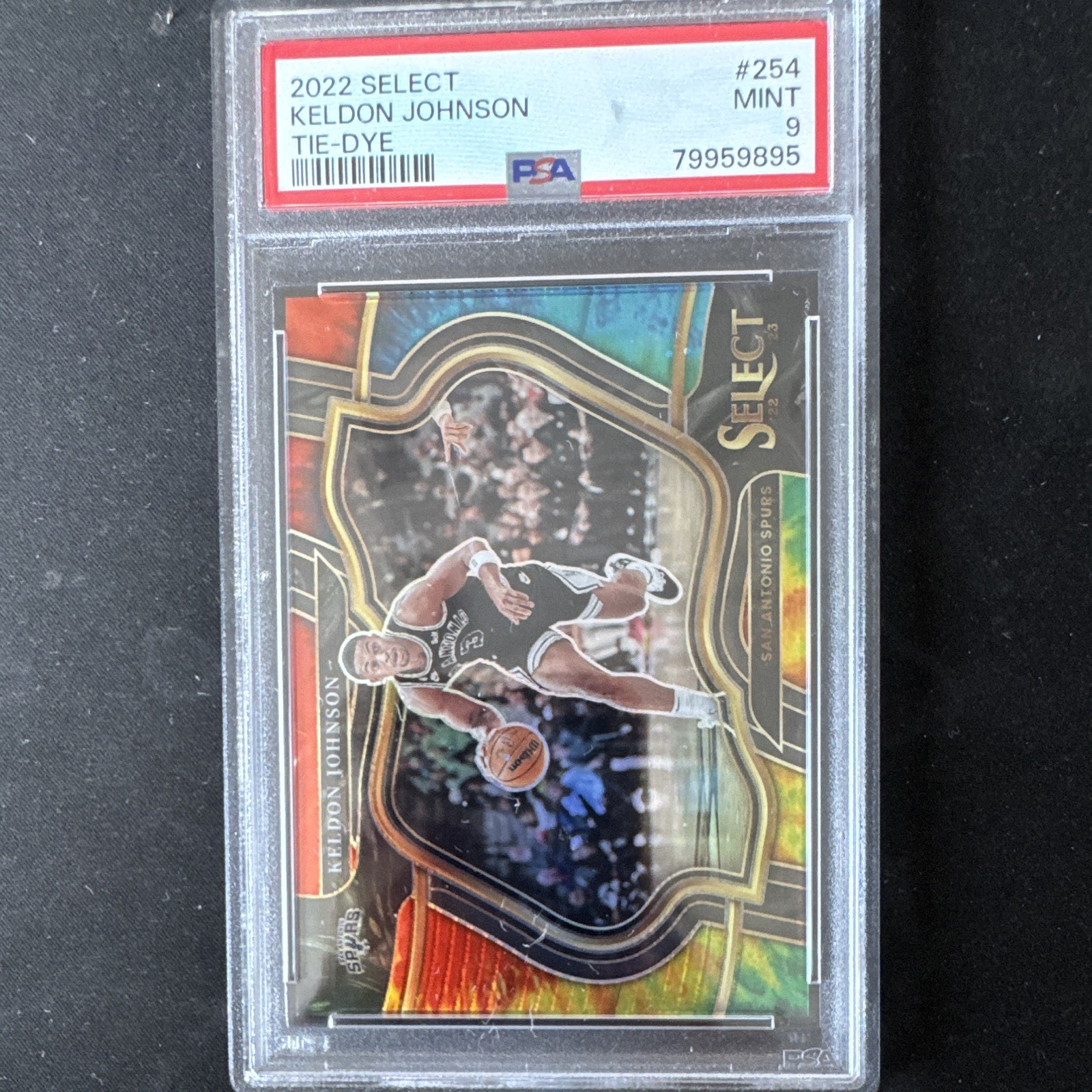 Panini Select 2022-23 Courtside Keldon Johnson #254 Tie-Dye /25 PSA 9