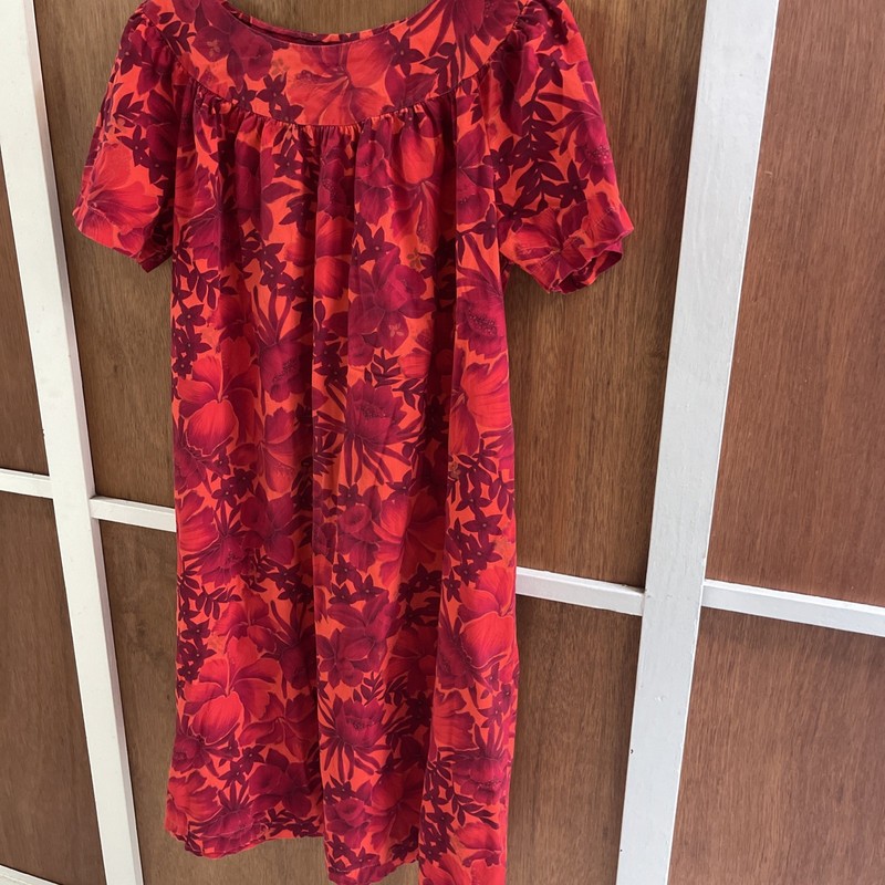 Vintage Ui-Maikai Style Dress Hawaiian Aloha Floral Hibiscus L