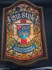 Vintage Heileman's Old Style Beer Faux Stained Glass Lighted Sign Kraeusened