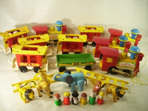 Vintage Fisher Price Little people Circus Train Animals toy figure lot