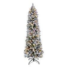 VEVOR Christmas Tree 6ft Prelit Snow Flocked Tree with 240 Colorful LED Lights