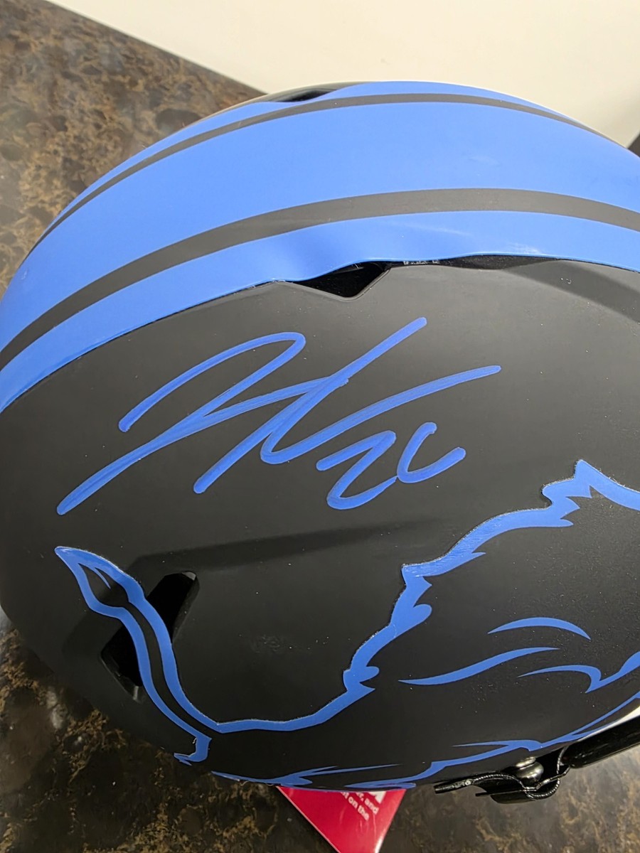 Jahmyr Gibbs David Montgomery Signed Lions Helmet Sonic & Knuckles
