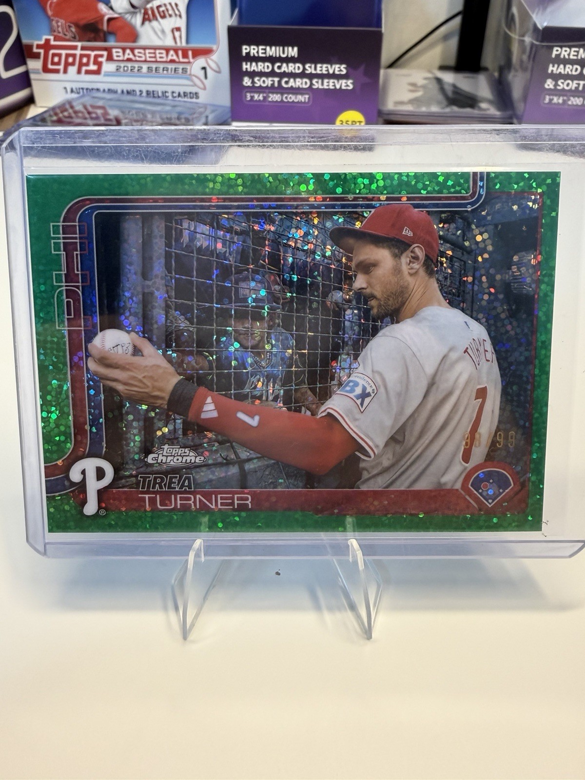 2025 Topps Chrome - Image Variation Trea Turner #208 Green Speckle Refractor /99