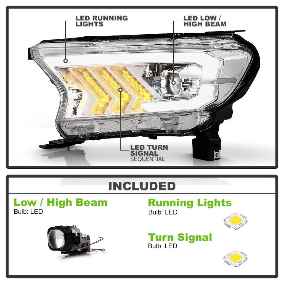 2019-2023 Ford Ranger Full LED Projector Headlights w/Sequential Signal Lights — 第 4/4 张图片