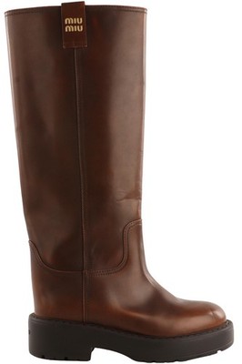 MIU MIU BRAUNE LEDER KNIEHOHE STIEFEL EU 38
