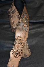 leather guitar strap  custom made 4"  "Doc Holliday " Series 1 Western