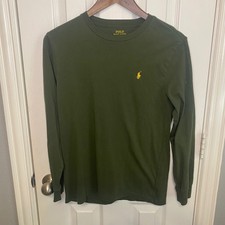 Polo Ralph Lauren Kids Long Sleeve T Shirt Green Pony Logo Large 14 16