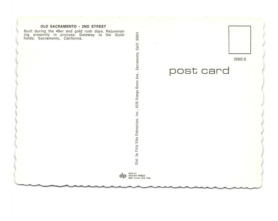 Old Sacramento Second Street vintage postcard unposted - Image 2 of 2