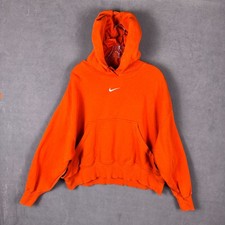 Nike Womens S Hoodie Orange Oversized Cropped Center Swoosh Fleece Read 