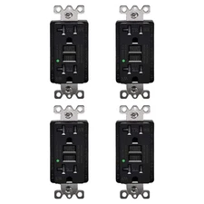 4x Weather Resistant Black GFCI Outlet 20A TR ETL Certified LED Status Light