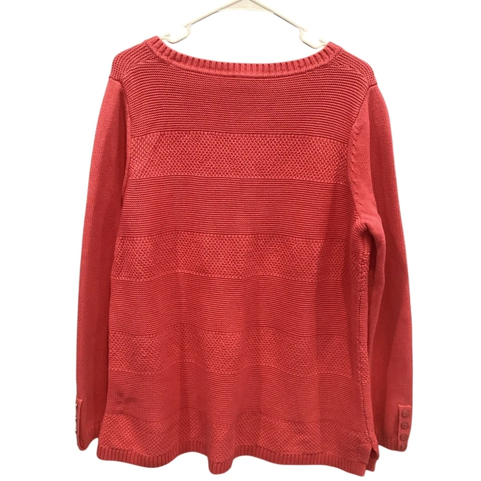 Suéter largo túnica Talbots para mujer 1X botón rosa clásico algodón preppy informal Foto 4 de 4