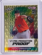 2023 Leaf Vivid Baseball Justin Armbruester Super Prismatic Gold Proof 1/1