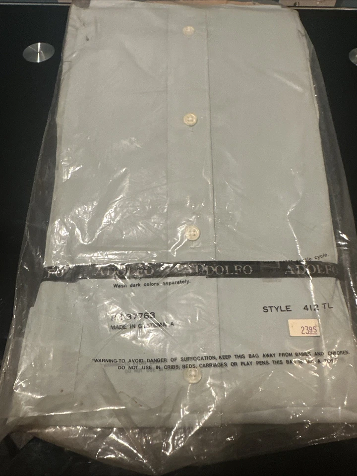 Camisa de vestir Adolfo para hombre 18,5 36/37. Manga larga azul. NUEVO Foto 4 de 4