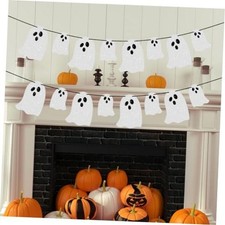 Halloween Ghost Banner Decorations - Glittery Spook Garland Bunting Banner for