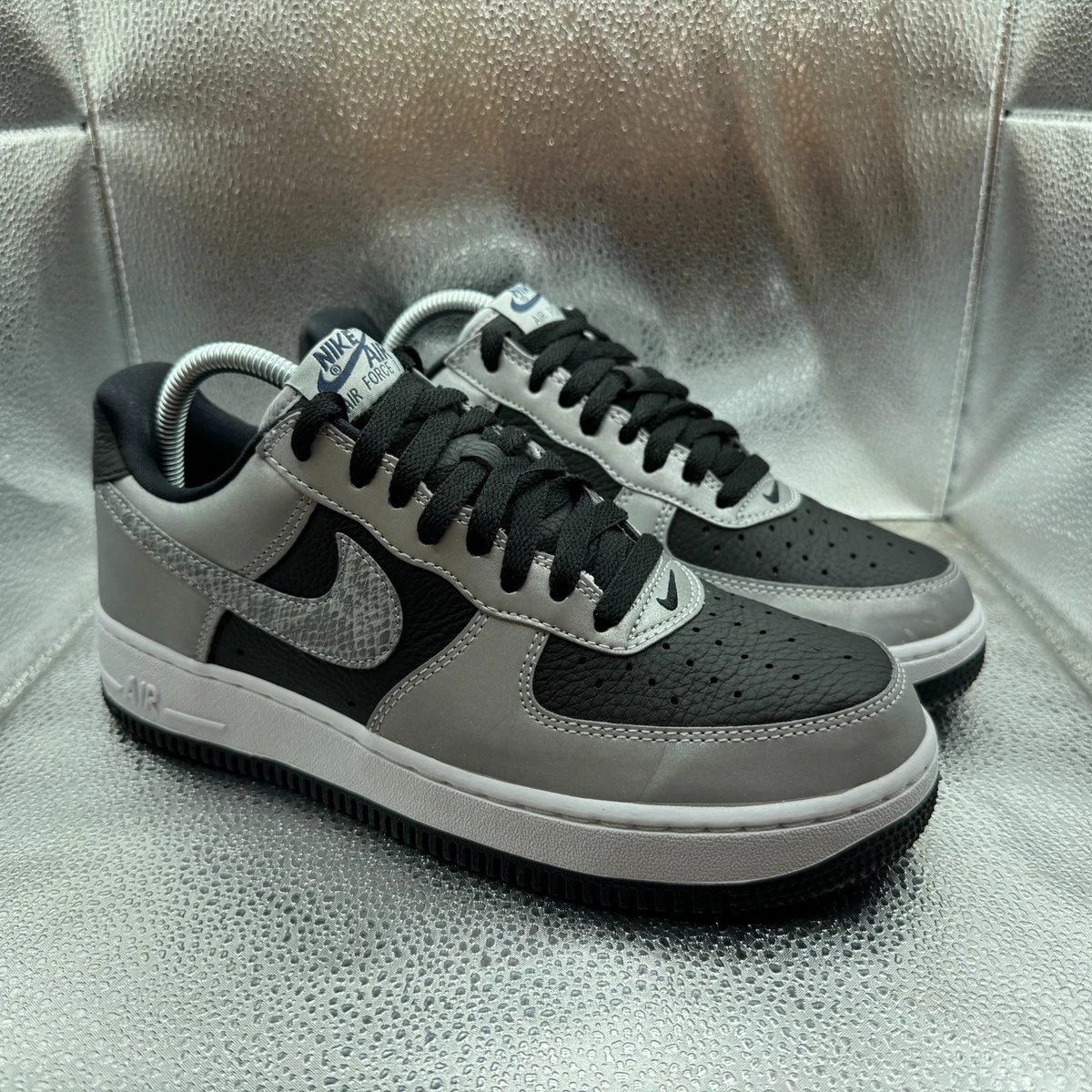 NIKE MENS SZ 10.5 AIR FORCE 1 LOW 3M SHOES BLACK SILVER GREY 315122-020 RAIDERS NIKE AIR FORCE 1 07 LV8 EMB  main image 2