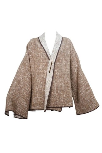 Kiton braune Wolle Alpaka Brosche Verschluss Strickjacke Jacke-Größe 14 IT 46 - Bild 2 von 15