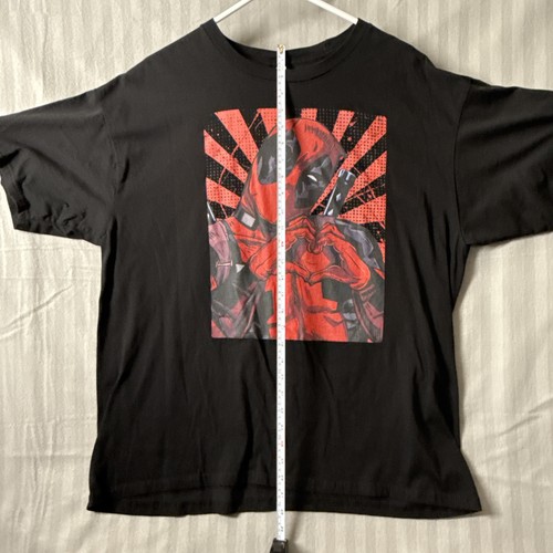 Camiseta Marvel Deadpool Corazón Emoji Negro y Rojo Gráfico Manga Corta Adulto 2XL - Imagen 8 de 10