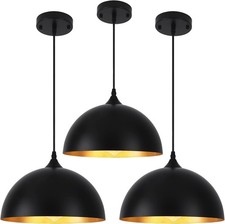 3 Pack Black Pendant Lights Kitchen Island 11.8" Modern Dome Pendant Light