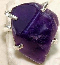 Natural Rough Amethyst 925 Solid Silver Ring Sz 8.5 B18-7