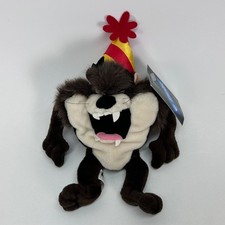 Vintage 1998 Warner Bros Studio Store Taz Tasmanian Devil Party Hat Plush 10"