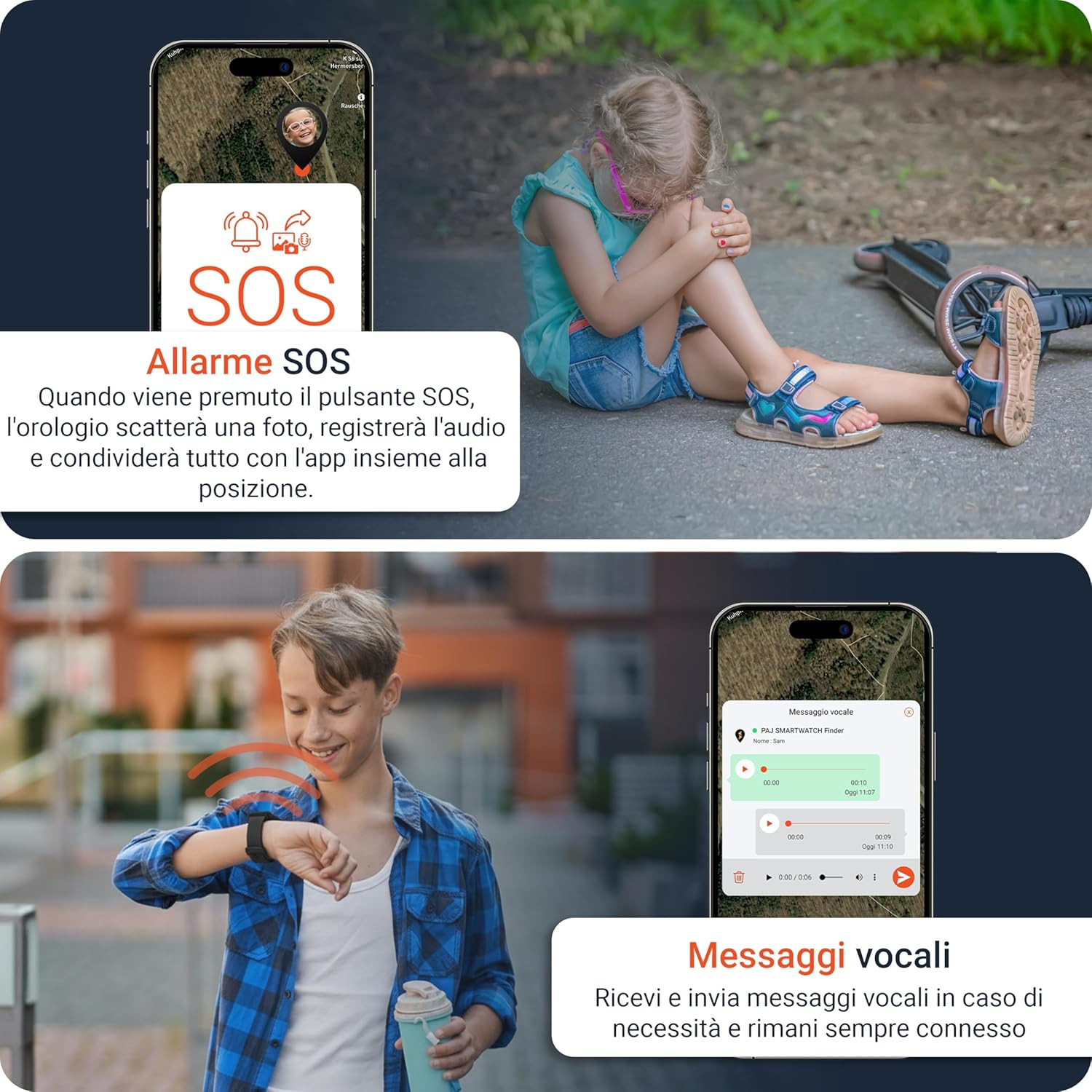 PAJ Smartwatch 4G per Bambini – GPS in Tempo Reale, Allarme SOS, Fotocamera, Mes - 3