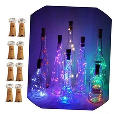 Wine Bottle Lights with Cork Switch, 15 LED 8 Pack Battery Operated Multicolor