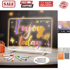 LED Note Board with Colors, 13.7"X10" 4 Modes &7 Colors Acrylic Dry Erase Boa...