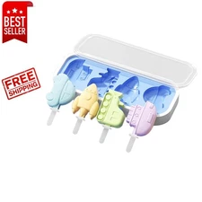Creative Silicone Ice Pop Mold for Kids - 4 Vehicle Shapes with Reusable Sticks