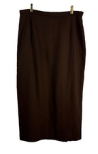 Vintage Pendleton 100 Virgin Wool Midi Skirt 14 Brown Front/Back Slit Side Zip