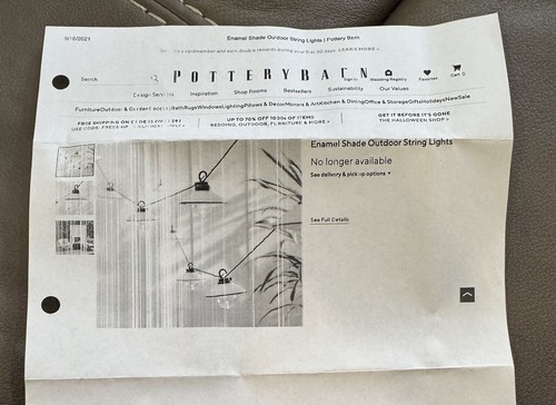 Pottery Barn Enamelware Shade LED String Lights, White (Warm) 25 Ft In/Outdoor - Picture 2 of 17