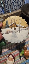 2 Vintage ORiGINAL ART Folk Art SIGNED Circular Saw Blade 6.5  Country Scenes