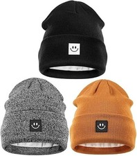 Juego De 3 Gorros Negro Gris y marr n Para Frios Invierno Hombres Mujer Unisex
