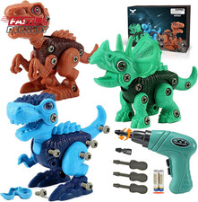 Dinosaur STEM Toys for Kids 3-5, Take Apart Dinosaur Toys with Electric Drill, E