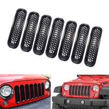 7 Piece Black Front Grille Trim Insert Cover Kit For 2007-2017 Jeep Wrangler Jk 7 Piece Black Front Grille Trim Insert Cover Kit For 2007-2017 Jeep Wrangler Jk