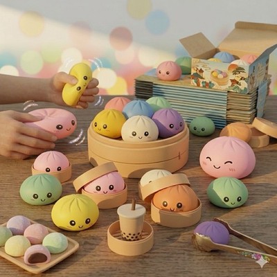 Squishy Dumpling Stress Balls for Adults, Dumpling Squishy Toys for Kids