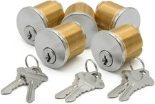 Key4less Brass Mortise Cylinder Lock 1-1/8 Inch Keyway Keyed Alike...