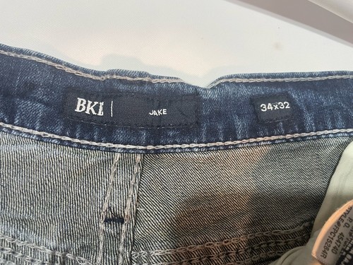 Jeans BKE Jake uomo 34x32 blu dritto Derek denim invecchiato casual - Foto 2 di 6
