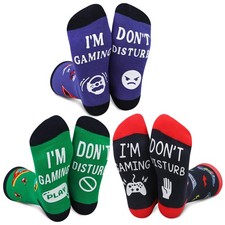 3 Pairs Funny Do Not Disturb Im Gaming Socks, Ankle Athletics Gaming Socks fo...