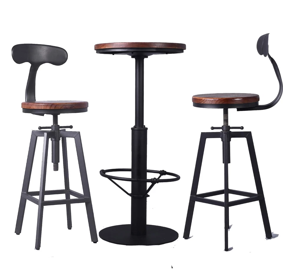 Mesa de Pub Industrial 19.7" Escritorio Redonda 43.3" Altura Plata Hierro Fundido Mesa de Bar Foto 4 de 4