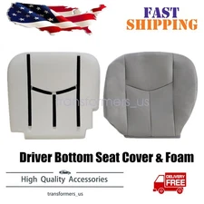 Driver Bottom Seat Cover & Foam Cushion Gray #922 For 2003-2006 Silverado Sierra