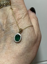 Zambian ‘Kafubu’ Emerald 1.7ct & White Zircon 9K Gold Pendant