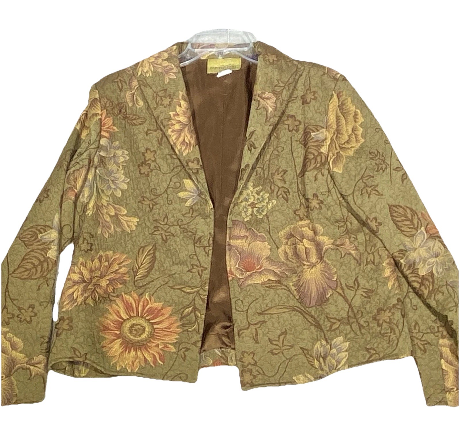 Blazer giacca arazzo pony dipinto vintage donna taglia grande floreale made in USA