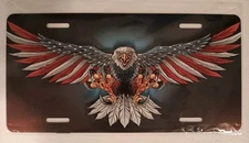 USA AMERICAN EAGLE BLACK TACTICAL Aluminum 6"x12" License Plate (New)